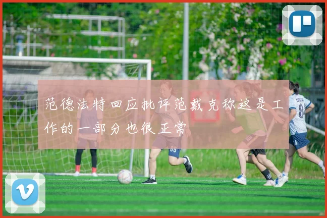 范德法特回应批评范戴克称这是工作的一部分也很正常